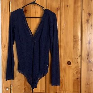 Navy blue v-neck bodysuit